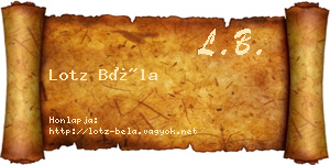 Lotz Béla névjegykártya